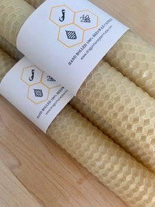 Hand Rolled Beeswax Candles 8" Taper